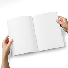 An image of Hands holding a Magazine isolated on a white background
