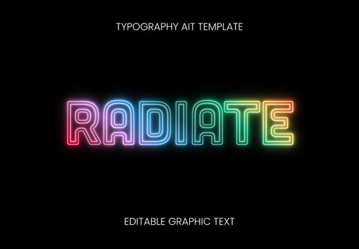 Colorful Neon Glow Rainbow Text Effect Light Outline Font