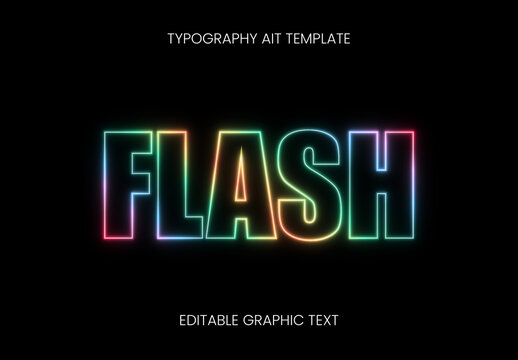 Colorful Neon Glow Rainbow Text Effect Gradient Bright Lined Font