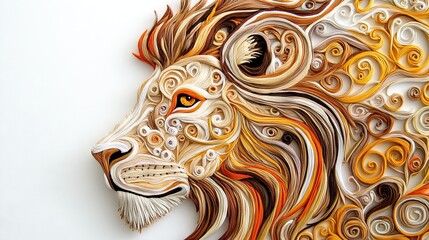Majestic Quilled Lion Art - Intricate Paper Craft Design