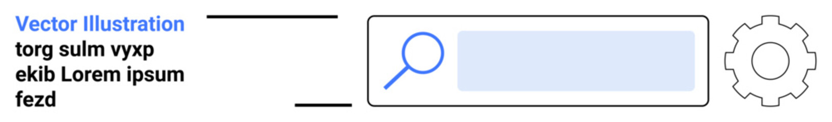 UX UI design, search functionality, online tools, web interface, technology concepts, user navigation. Magnifying glass and gear icon in a search bar interface. UX UI design and search functionality