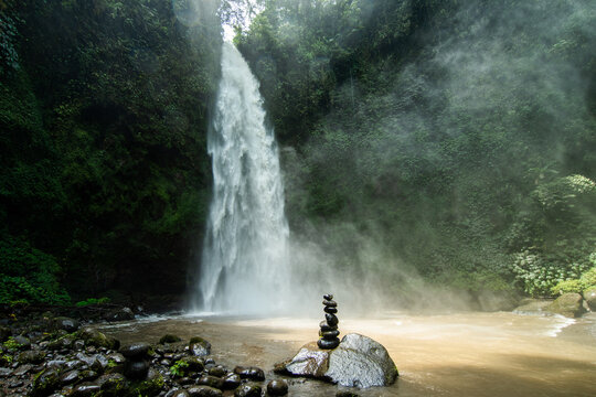 waterfall in the forest of bali, indonesia