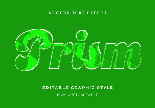 Green Chrome Glass Text Effect Prism Crystal Font