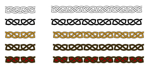 Celtic Knot Style Seamless Pattern Decorative Ornament Frame Border Vector Illustration Set
