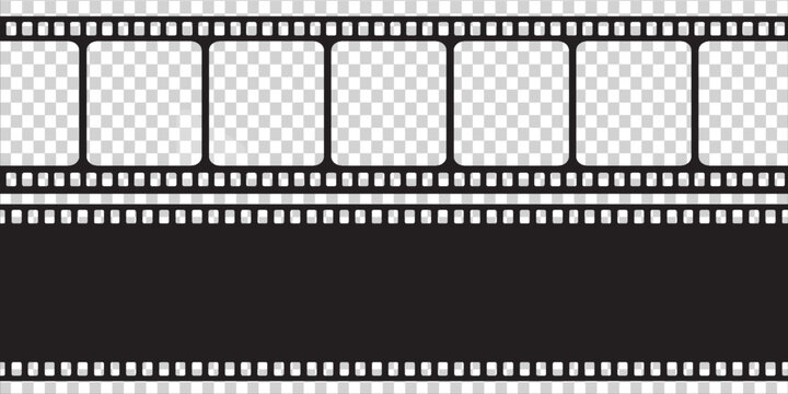 Old retro movie film strip set with grunge texture isolated on white background. Film strip templates. Cinema and filmmaking concept.eps10