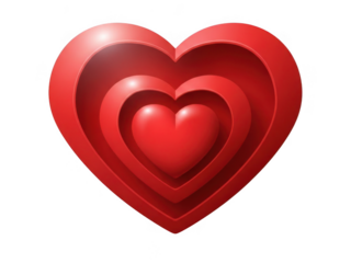 Nested hearts illustration isolated on transparent background