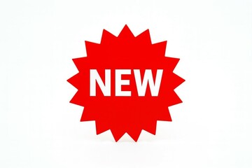 New red starburst icon on white background