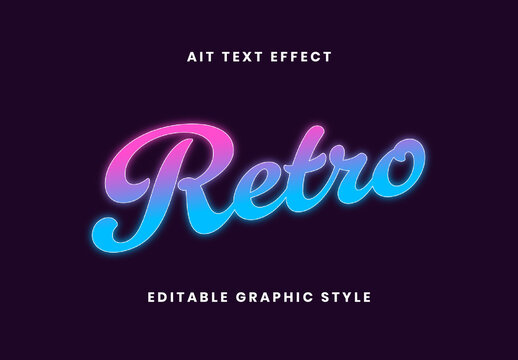 Pink And Blue Retro Blur Neon Text Effect Glow Script Font