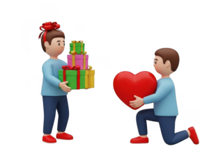 Heartfelt gift exchange isolated on transparent background