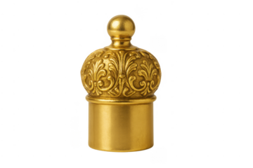 Golden ornate curtain finial with baroque style decoration