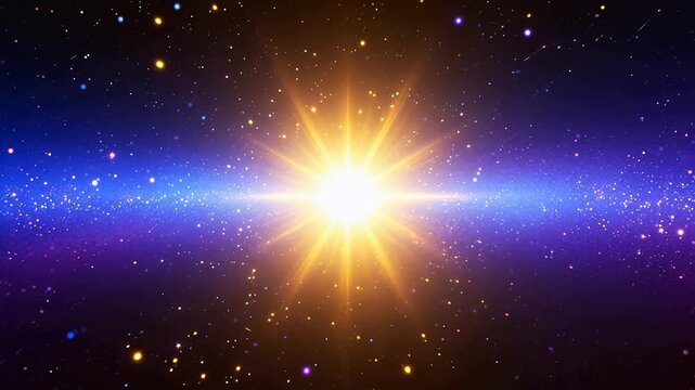 YellowStarwithBlueandPurpleNebulainDeepSpace