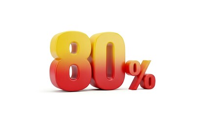 A large 3D eighty percent sign in yellow and red gradient colors