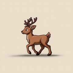 Cute hand drawn cartoon reindeer walking illustration