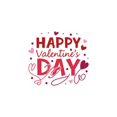 valentine's day greeting typography collection, romantic heart shaped badge design, and minimal flat vector illustration