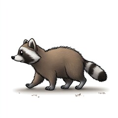 Cute hand drawn cartoon raccoon walking illustration