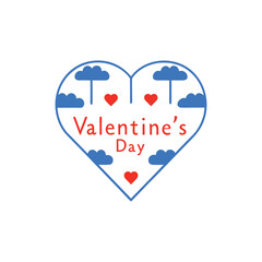 valentine's day greeting typography collection, romantic heart shaped badge design, and minimal flat vector illustration