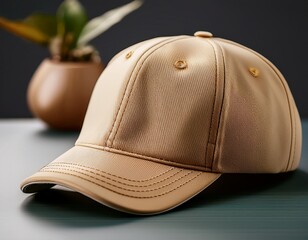 stylish beige baseball cap with mesh backing a versatile accessory for everyday wear