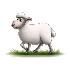 Cute hand drawn cartoon sheep walking illustration