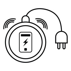 Fast charge symbol icon. Symbol of battery charge by wire. Battery charge simple outline signs. Vector illustration.