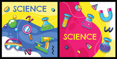 Science and chemistry poster template vector background