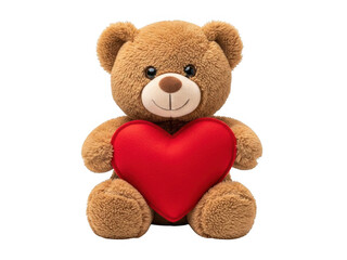 Teddy bear holding heart isolated on transparent background