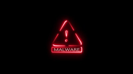 Glowing malware symbol with inside a triangular alert sign cyber security threat icon representing virus attack.Symbolizing malicious software, hacking risk, and digital danger concept on background. - Powered by Adobe