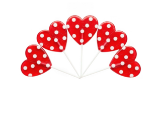 Red polka dot heart balloons isolated on transparent background