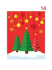 Christmas Trees Decorated with Ornaments in Snow