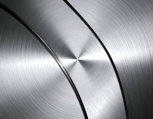 Abstract metal surface with circular brushed patterns, high contrast, and layered arcs