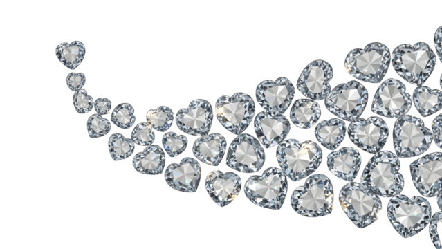 Diamond heart arrangement isolated on transparent background - Powered by Adobe