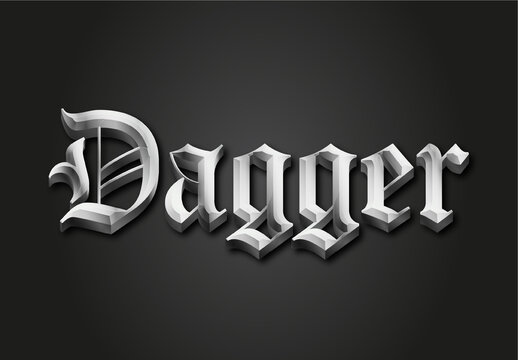 Silver Gothic Text Effect 3D Metallic Medieval Font