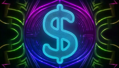 neon style international dollar symbol background design
