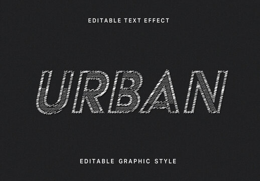 White Embroidery Text Effect Zigzag Outline Font