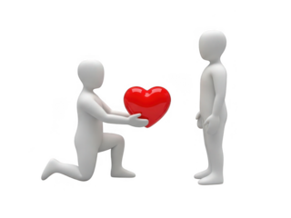 Person offering heart to another isolated on transparent background