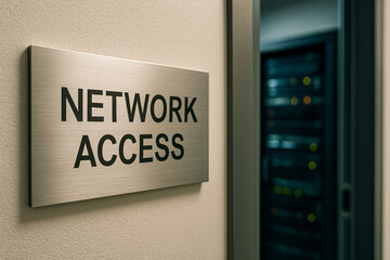 Sign indicating network access in a technology room