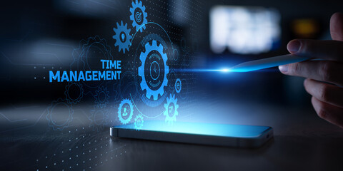 Time Management Strategies and Scheduling Tools Illustrated on a Digital Touchscreen Interface.