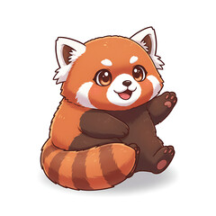 Cute Chubby Red Panda Cartoon Vector Isolated White
