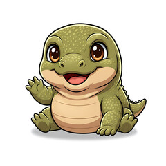 Cute Chubby Komodo Dragon Cartoon Vector Isolated White