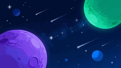 Colorful planets in space