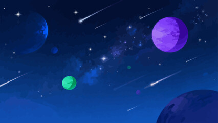 Colorful planets and stars in space © NML