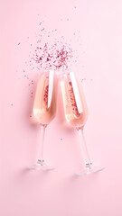 Sektgl&auml;ser rosa Glitter Rosa Hintergrund 