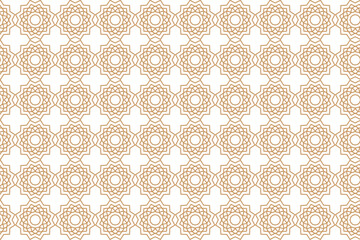 Seamless Geometric Pattern Background. Abstract Gold Line Art Ornament in Islamic Style on White Wallpaper.