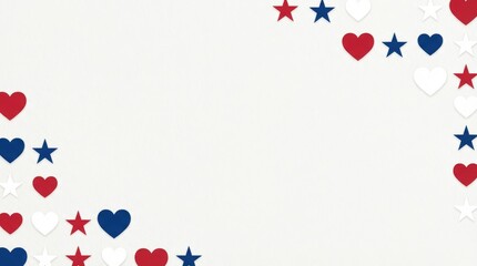 Celebratory event with red white and blue stars and hearts digital design festive atmosphere abstract viewpoint patriotic concept for independence day or national holiday