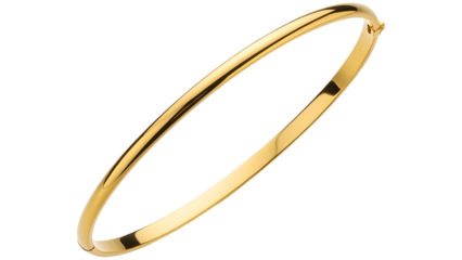 Gold Bangle Bracelet with Square Detailing on a transparent background PNG