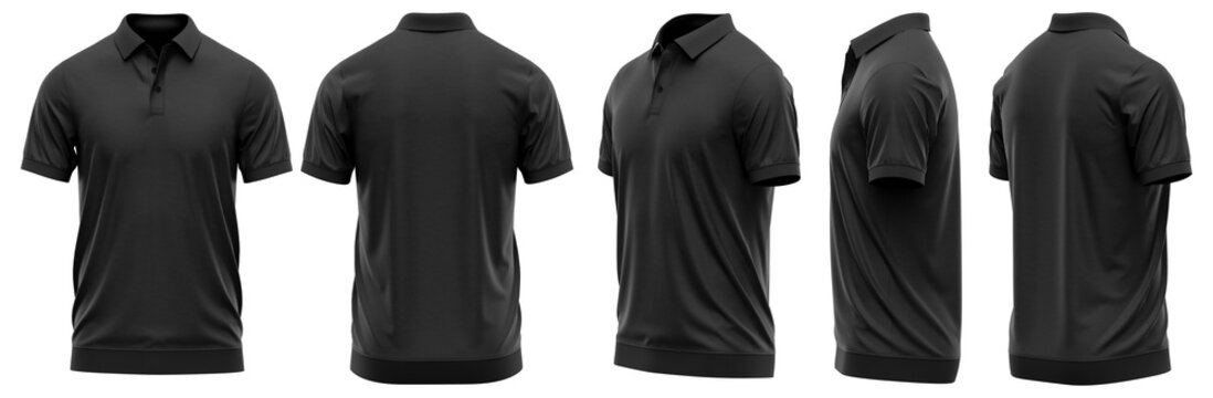 Polo shirt short sleeve with cuff rib hem and rib collar, men&rsquo;s style, 2-button placket. High-quality apparel design ( Black color )