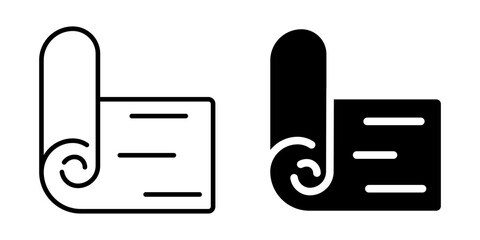 Yoga mat icon rolled out for fitness. Silhouette and line style.