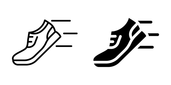 Running shoe icon with motion lines. Silhouette and line style.