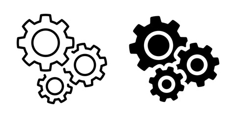 Multiple gears icon for system integration. Silhouette and line style.