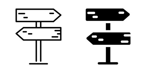Directional signpost icon for navigation. Linear and silhouette style. © LOBSTER LARRY