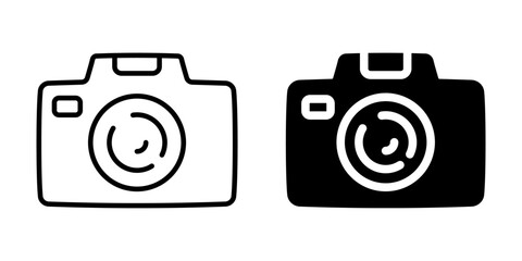 Camera icon for photography and content creation. Linear and silhouette style.